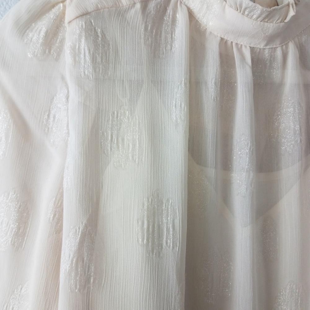 Beige Mock Neck Blouse with Camisole - Picture 9 of 10